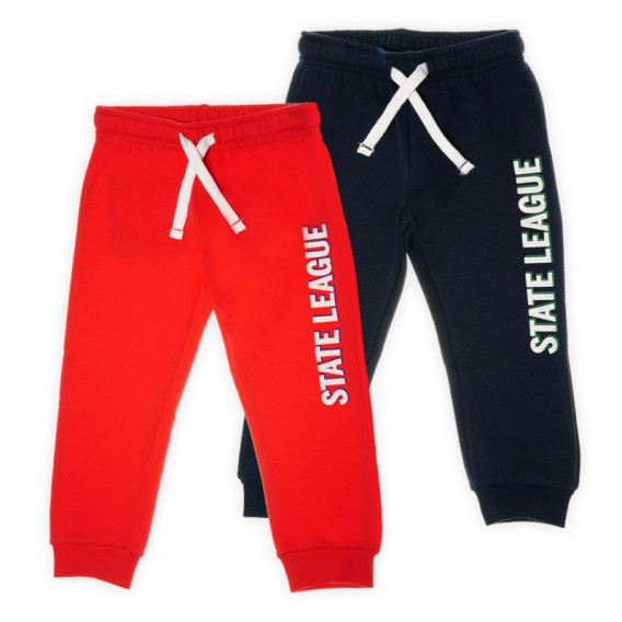 Комплект от два броя памучни панталони за бебе тъмно син и червен Chicco 63706 