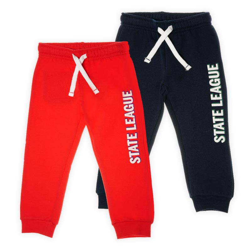 Комплект от два броя памучни панталони за бебе тъмно син и червен  63706