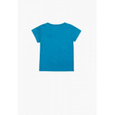 Памучна тениска с цветен надпис за момиче синя Boboli 64732 2