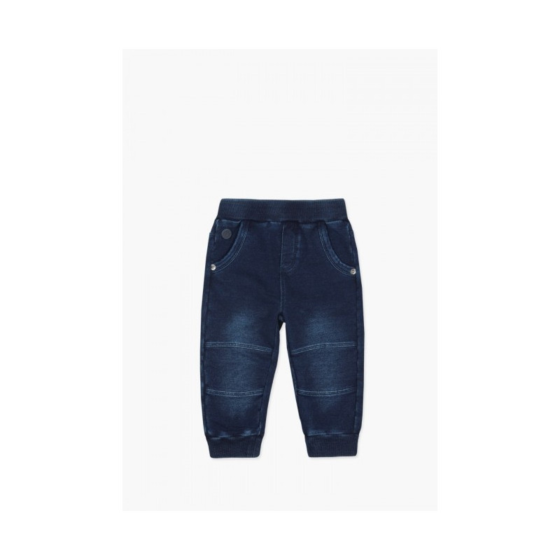 Спортен дънков панталон за бебе момче с моден изтъркан дизайн, син  64804