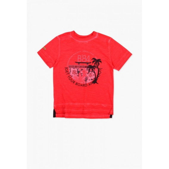 Памучна тениска с принт на палми и цветя за момче Boboli 64853 