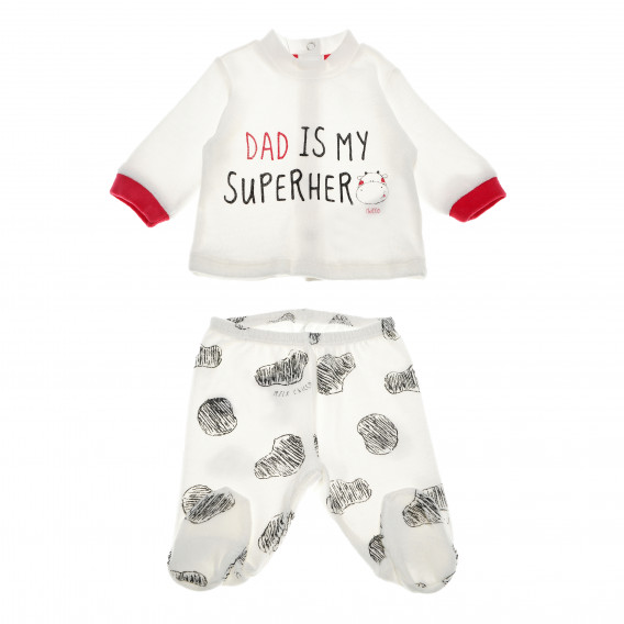 Комплект от 2 части унисекс за бебе с надпис "Dad is my superhero" Chicco 64938 