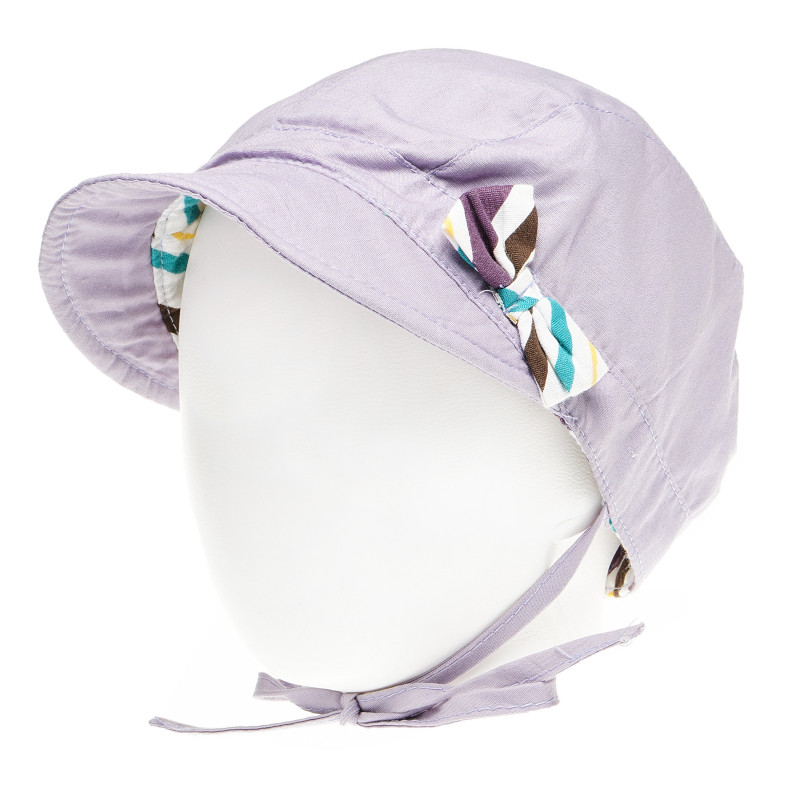 Памучна шапка с козирка и декорация панделка за момиче   65040