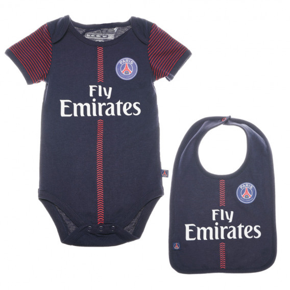 Памучен комплект боди и лигавник за бебе за момче Paris Saint - Germain 66465 