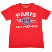 Памучна тениска с емблема и надпис на PSG за момче Paris Saint - Germain 66649 