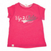 Розова тениска със сребърен надпис и къс ръкав за момиче Up 2 glide 66716 