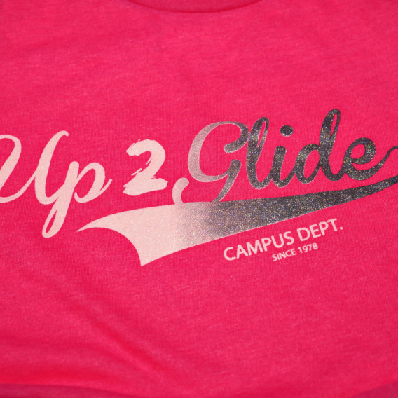 Розова тениска със сребърен надпис и къс ръкав за момиче Up 2 glide 66721 3