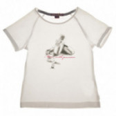 Бяла памучна тениска със снимка и къс ръкав за момиче Danskin 66791 