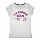 Тениска с надпис LA TEAM 68 с къс ръкав за момиче Soft 66949 
