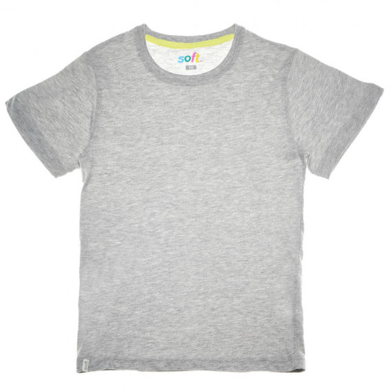 Памучна блуза с къс ръкав унисекс, сива Soft 67069 