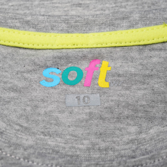 Памучна блуза с къс ръкав унисекс, сива Soft 67073 3