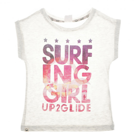 Тениска с принт SURFING GIRL, с къс ръкав за момиче Up 2 glide 67074 