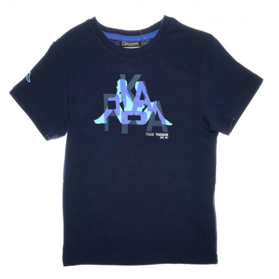 памучна блуза със синьо лого на марката за момче KAPPA 67172 