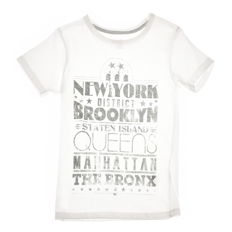 памучна тениска с надпис Ню Йорк за момче  67906