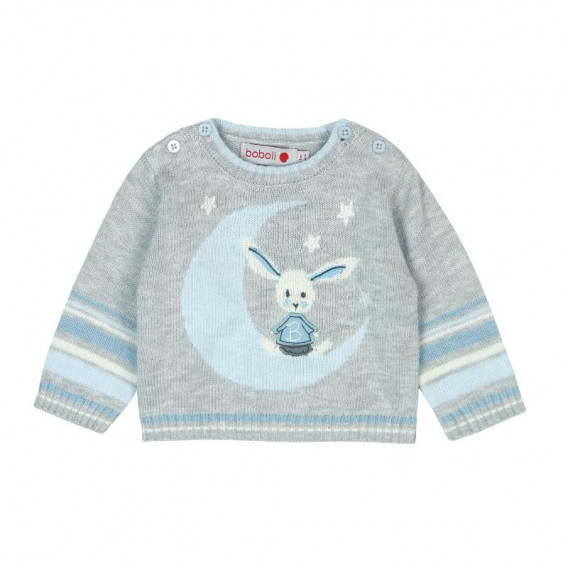 Пуловер за момче с нежна вплетена синя декорация Boboli 68 