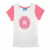 Бяла тениска с розов къс ръкав за момиче Olympique de Marseille 68011 