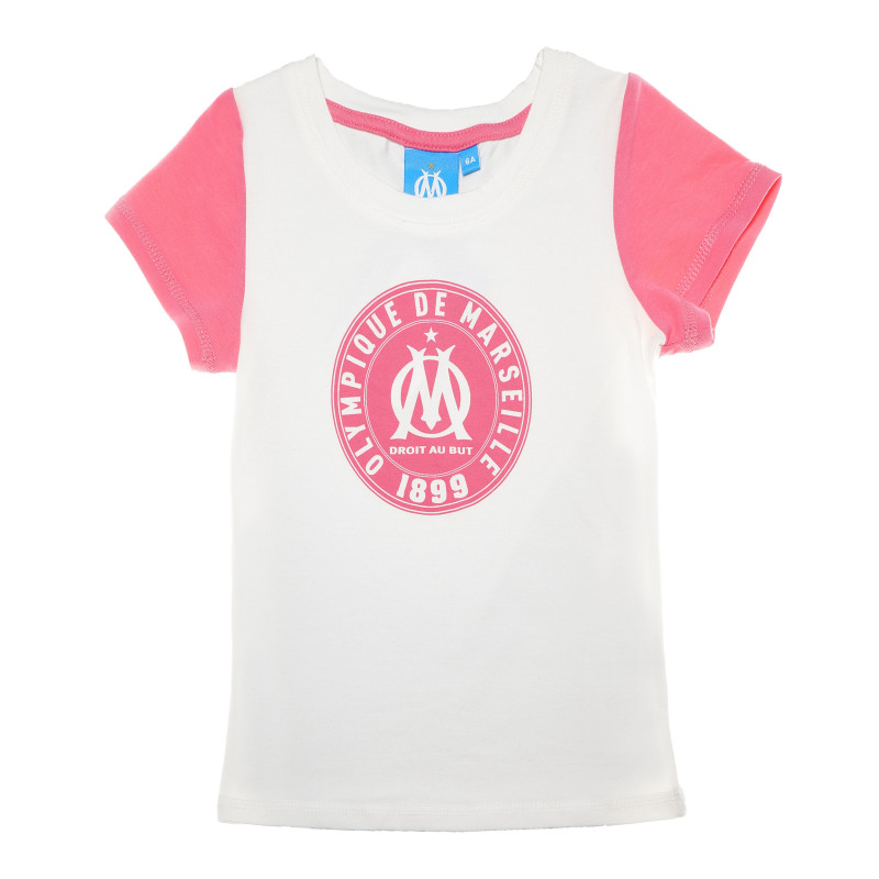 Бяла тениска с розов къс ръкав за момиче  68011