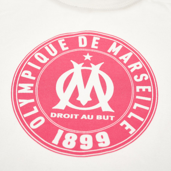 Бяла тениска с розов къс ръкав за момиче Olympique de Marseille 68013 3