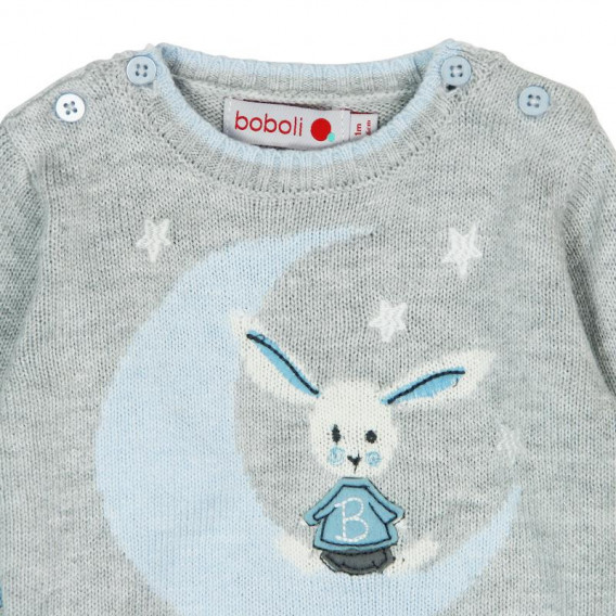 Пуловер за момче с нежна вплетена синя декорация Boboli 70 3