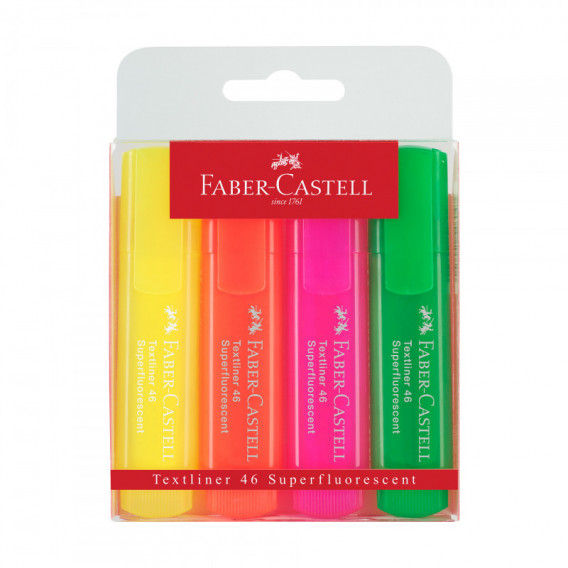 Комплект маркери, неон - 4 цвята Faber Castell 70358 