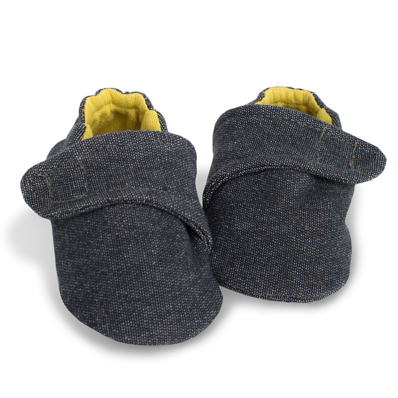 Памучни меки буйки за бебе момче с жълта памучна подплата   721