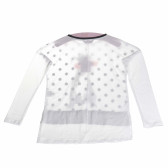 Блуза с дълъг ръкав и с надпис обсипан със сребрист брокат за момиче  OVS 7216 1
