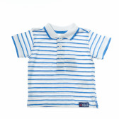Памучна блуза с къс ръкав на райе в синьо и бяло за бебе момче OVS 7266 