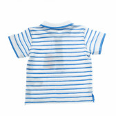 Памучна блуза с къс ръкав на райе в синьо и бяло за бебе момче OVS 7267 2