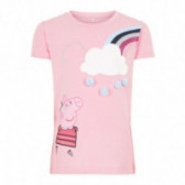 Памучна блуза Peppa Pig с къс ръкав за момиче, розова Name it 72777 