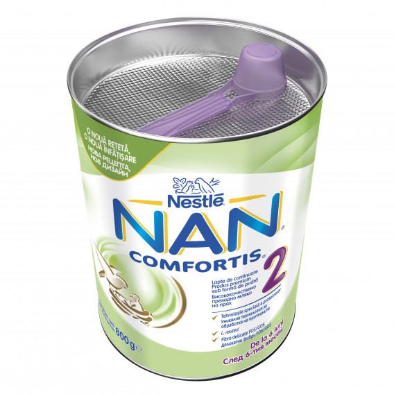 Преходно мляко за кърмачета NAN Comfortis 2 LR Tin, 6+ месеца, кутия 800 гр. Nestle 72916 5