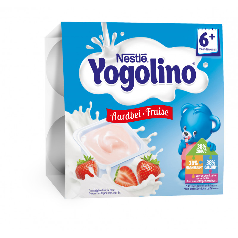 Yogolino Млечен десерт Ягода- Nestle, 6+ месеца, кофичка 4 х 100 гр.  73179