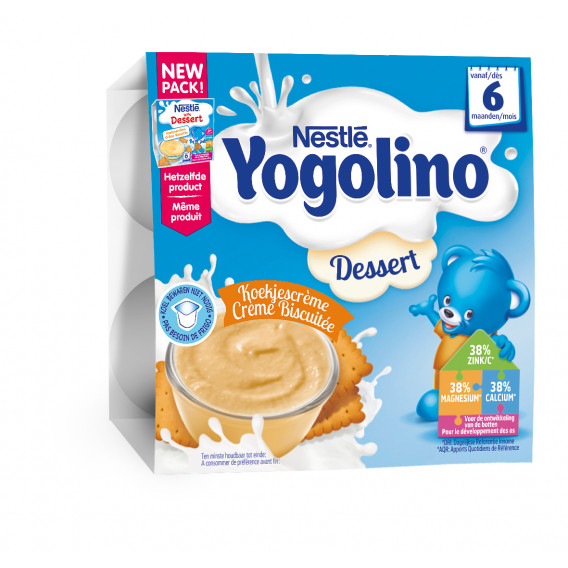 Yogolino Млечен десерт Бисквита- Nestle, 6+ месеца, кофичка 4 х 100 гр. Nestle 73183 