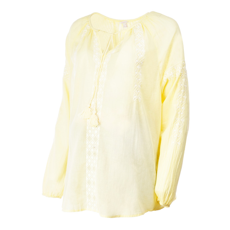 Памучна блуза с дълъг ръкав и бродерия за бременни  73264
