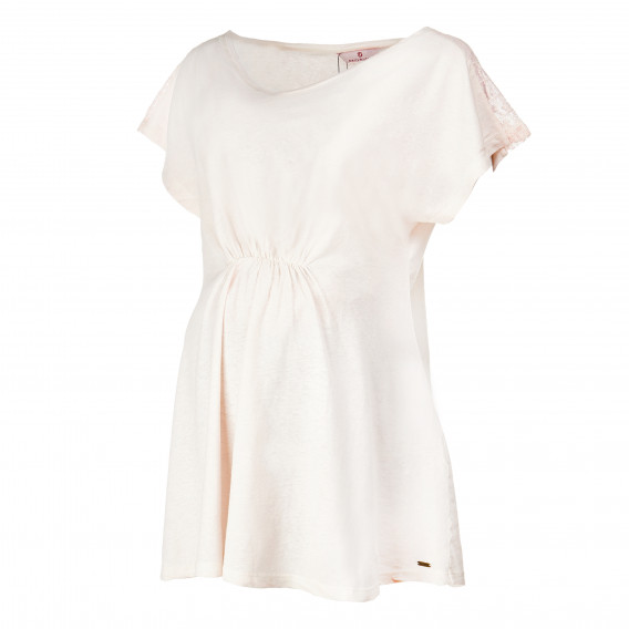 Блуза с къс ръкав за бременни в бледо розово с елементи от дантела на ръкавите Bellybutton 73335 