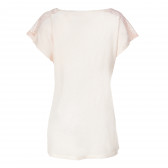 Блуза с къс ръкав за бременни в бледо розово с елементи от дантела на ръкавите Bellybutton 73336 2