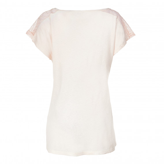 Блуза с къс ръкав за бременни в бледо розово с елементи от дантела на ръкавите Bellybutton 73336 2