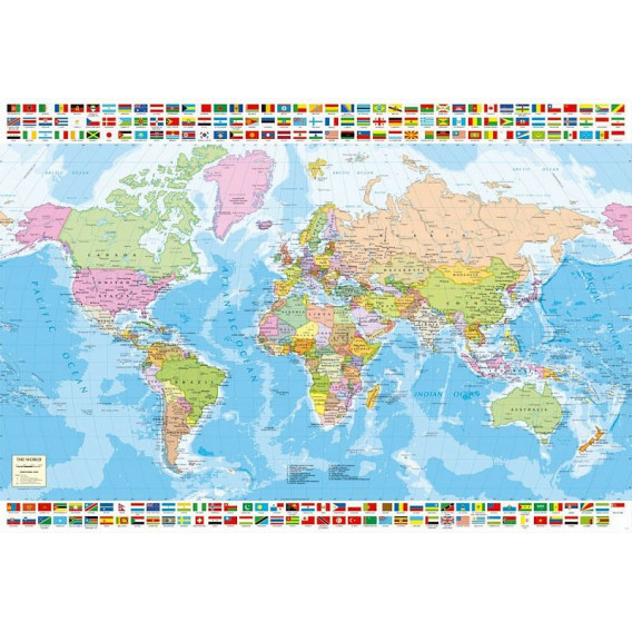 Цветен Детски пъзел Политическа карта на света 1500 части Educa 74183 2