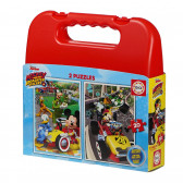 Детски пъзел 2 в 1 Мики и приятели състезатели в куфарче Mickey Mouse 75036 2