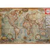 Детски пъзел Политическа карта на света 1500 части Educa 75128 5