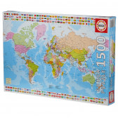 Цветен Детски пъзел Политическа карта на света 1500 части Educa 75132 3