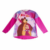 Цикламена блуза с дълъг ръкав за момиче маша и мечокът, 6-7 години OVS 7575 