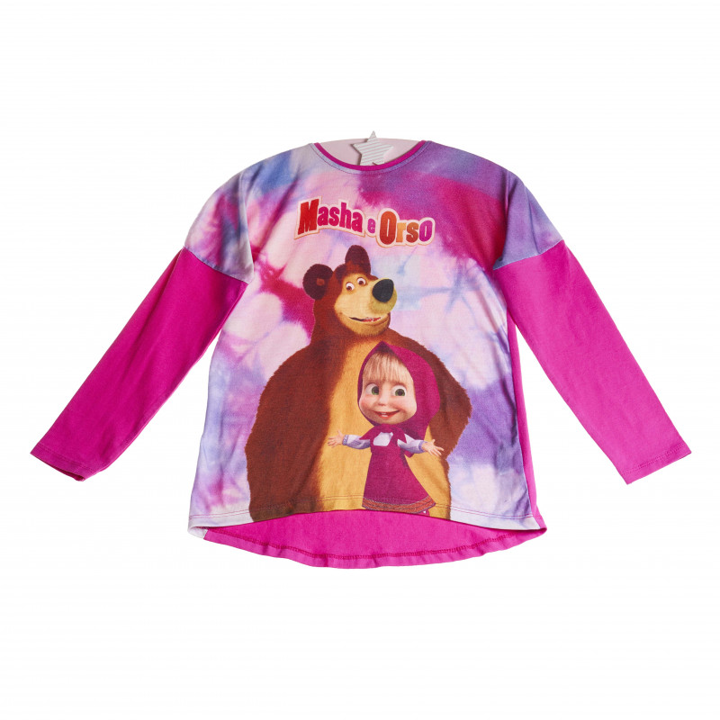 Цикламена блуза с дълъг ръкав за момиче маша и мечокът, 6-7 години  7575
