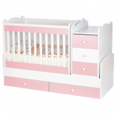 Бебешко креватче, Лейди - трансформиращо, розово, 65х160 см. Dizain Baby 76742 2