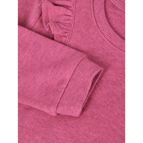 Памучна блуза за момиче с воланчета на раменете, розова Name it 76962 3