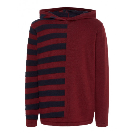 Пуловер памучен с качулка от органичен памук за момче, червен Name it 77006 