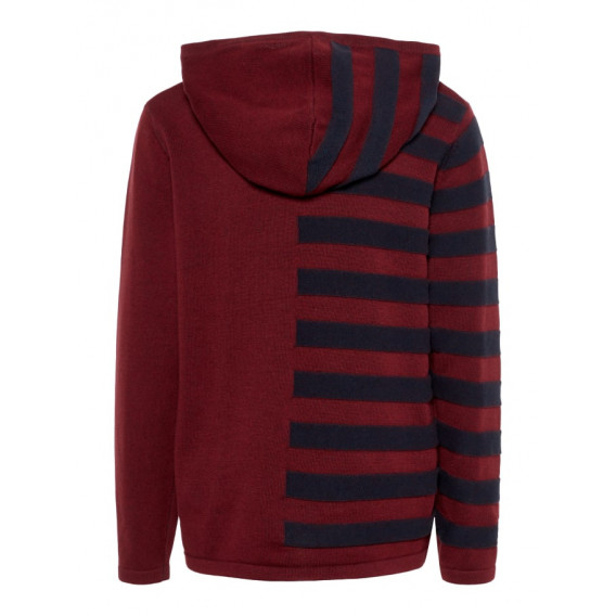 Пуловер памучен с качулка от органичен памук за момче, червен Name it 77007 2