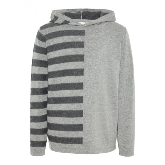 Пуловер с качулка от органичен памук за момче, сив Name it 77009 
