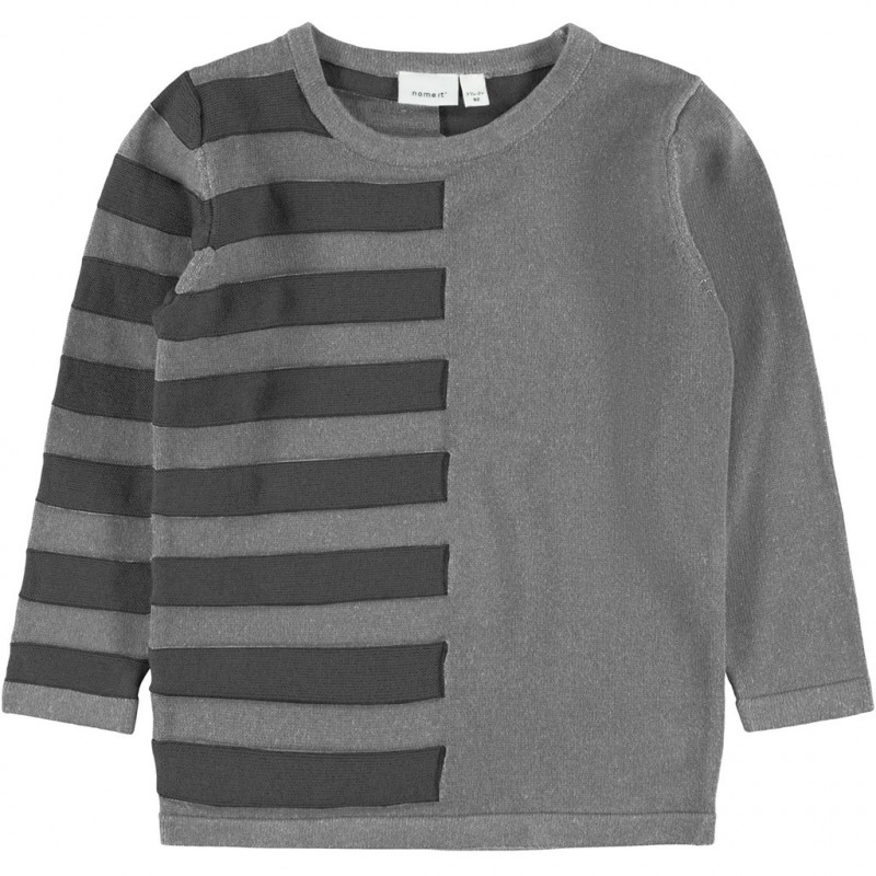 Пуловер от органичен памук за момче, сив  77019