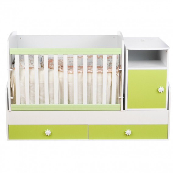 Бебешко креватче, Маги бяло и зелено- трансформиращо, 65х160 см. Dizain Baby 79770 2