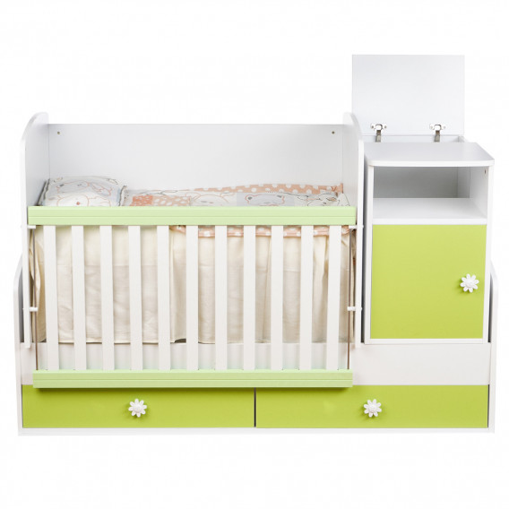 Бебешко креватче, Маги бяло и зелено- трансформиращо, 65х160 см. Dizain Baby 79771 3